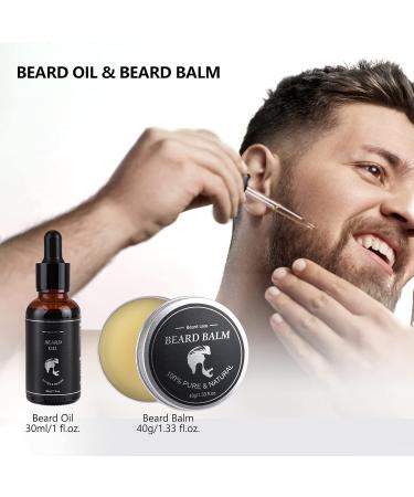 10-in-1 Beard Grooming Kit with Beard Oil, Balm, Conditioner, Shampoo, Roller, Comb, Brush, Scissor, and Storage Bag - Best Gifts for Men - Buy Online on GoSupps.com