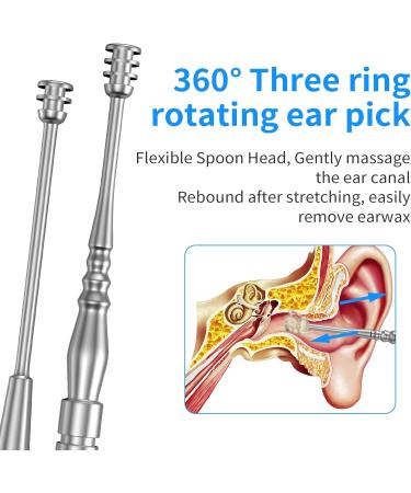 16PCS Stainless Spiral Ear Wax Removal Kit - Professional Ear Cleaner with Clean Brush and Metal Case - Buy Online on GoSupps.com