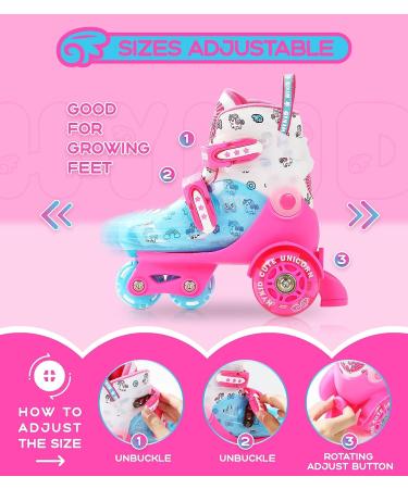 Adjustable Toddler Roller Skates (Ages 3-9) | Illuminating Safety | Unicorn Rose Pink | XS-Small (8-11 US Kids) - Buy Online on GoSupps.com