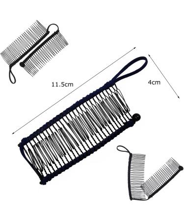 DHWEKU 2 Pieces Non-Slip Hair Clips Vintage Banana Hair Clips Stretchy Hair Accessories 30 Tooth Banana Comb Clips for Thick Wavy Kinky Natural Curly Hair (Black/Pink) - Buy Online on GoSupps.com