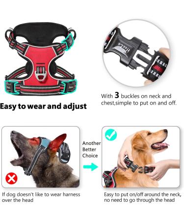 Adjustable No-Pull Dog Harness for Large Breeds - Heele Reflective & Breathable XL in Red (53-97cm) - Buy Online on GoSupps.com