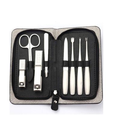 Nail kit Manicure Set Black Rectangle Manicure Set Household Stainless Steel Ear Pick Nail Manicure Tool Travel Carrying Bag (8-Piece Set) Nail Clippers