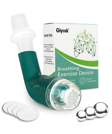 Breathing Exercise Device for Lungs Lung Expansion and Mucus Relief Device Portable Expiratory Breathing Exerciser with A Set of Accessories Breathing Trainer for Lung Cleanse(Green)