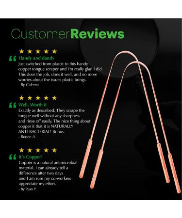 Absolute Ayurvedic Copper Tongue Scraper 2 Pack - Dentist Recommended Oral Hygiene Tool for Fresh Breath - Reusable Metal Cleaning for Adults and Kids - Buy Online on GoSupps.com