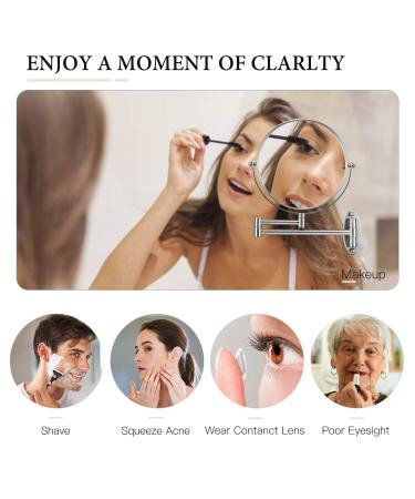 GloRiastar 5X Wall Mounted Makeup Mirror - Double Sided Magnifying Mirror 8 inch Extension, Brushed Nickel Finish - Buy Online on GoSupps.com