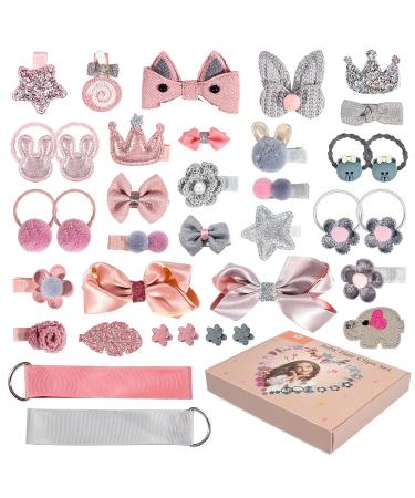 36PCS Baby Hair Clips for Little Girls Hair Barrettes Ties and Accessories Toddlers Kids for Birthday Christmas Children's Day Gift