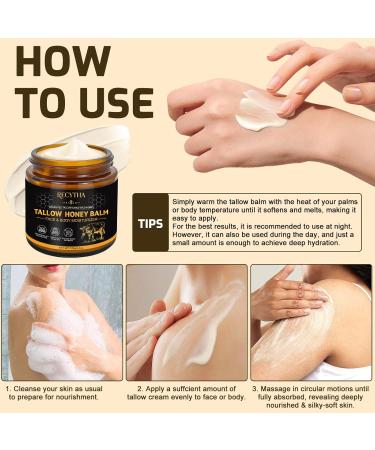 Beef Tallow for Skin Tallow and Honey Balm 100% Organic Grass-Fed Beef Tallow Face Moisturizer with Raw Honey & Jojoba Oil Whipped Tallow Balm for Face Body Deep Nourish Soothe Dry Sensitive Skin - Buy Online on GoSupps.com