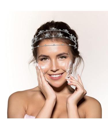 Beaupretty Rhinestone Star Crown Tiara: Bridal Headpiece Wedding Hairband in Silver - Buy Online on GoSupps.com