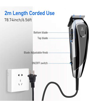 Professional Corded Hair Clippers Kit with 24 Accessories - 14 Guide Combs, 3 Hair Combs, 1 Scissor, 1 Storage Case, 1 Barber Cape - Buy Online on GoSupps.com