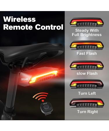MEILAN X5 Wireless USB Rechargeable Smart Bike Tail Light with Turning Signal - Remote Control Bicycle Rear Light for Cycling Safety - Buy Online on GoSupps.com