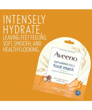 Aveeno Skin Relief Repairing Foot Mask | Moisturizing Socks for Very Dry Skin | Prebiotic Oat & Shea Butter | Sensitive Skin Care | Fragrance-Free | 1 Pair - Buy Online on GoSupps.com