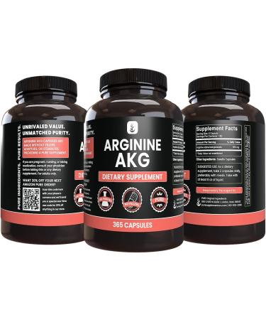PURE ORIGINAL INGREDIENTS Arginine AAKG (365 Capsules) No Magnesium Or Rice Fillers Always Pure Lab Verified 365 Count (Pack of 1) - Buy Online on GoSupps.com