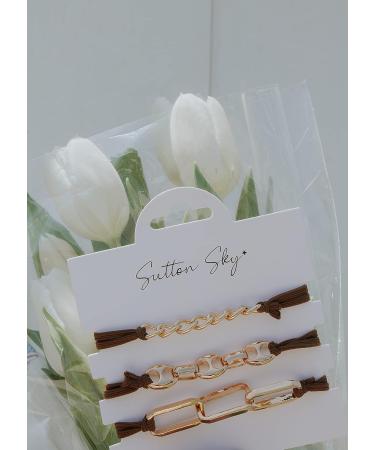 Elastic Hair Tie Bracelets for Women - No Damage, No Crease - 3 Pcs (Mocha Brown) - Buy Online on GoSupps.com