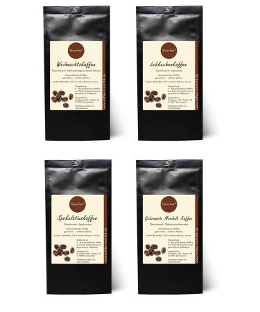4 x coffee with taste for Christmas as a gift set - Christmas coffee speculoos gingerbread roasted almonds coffee - 100% Arabica roasted coffee with aroma - 4x75 g (300 g)