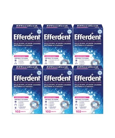 Efferdent Anti-Bacterial Dental Appliance Daily Cleanser Complete Clean 102 Tablets - 6 Pack