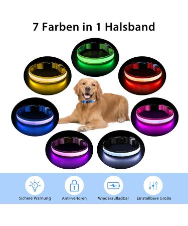 LED Luminous Dog Collar - Waterproof 7 Color Change Adjustable Light for Night Safety - Fits Small Medium Large Dogs (Blue 48-60cm) - Buy Online on GoSupps.com