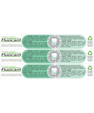 FLUOCARIL - Bi-fluorinated Anti-Caries Toothpaste 145mg - Mint Flavor/Taste - Reinforced enamel and strong teeth - Helps prevent cavities Fresh breath (pack of 3x 75ml) - Buy Online on GoSupps.com