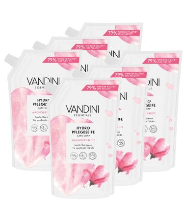 VANDINI VANDINI Pack of 6 Hydro Soap Refills with Magnolia Blossom Scent - 500 ml - Made in Germany - Vegan Liquid Soap Refill - Hand Soap Refill for Gentle Cleansing