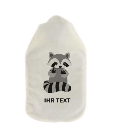Stamp factory-hot water bottle with a personalized cover-cozy hot water bottle cover with desired text such as names design-gift idea for children & adults (800 ml | raccoon)