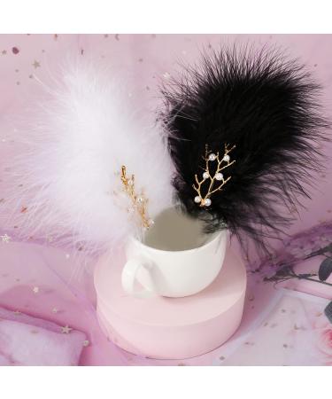 Mwoot 4 Pcs Black & White Feather Hair Jewelry Clips | 1920s Fascinators for Women | Ideal for Ice Skating & Ballet Performances - Buy Online on GoSupps.com