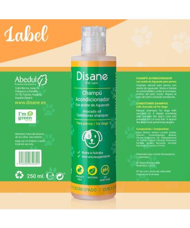 DISANE Natural Dog Conditioner Shampoo for Curly-Haired Dogs with Avocado Oil 250ml | Nourishing & Repairing Coat, Prevents Frizz, Enhances Curls - Buy Online on GoSupps.com