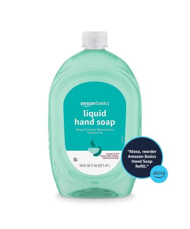 Amazon Basics Liquid Hand Soap Refill Mango & Coconut Water Scent Triclosan-Free 50 Fl Oz (Pack of 4) - Buy Online on GoSupps.com