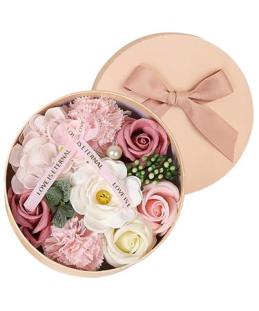 Romantic Soap Flowers Gift Box - Perfect Mother's Day Valentine's & Anniversary Gifts for Women | Round Bath Roses with Greeting Card - Buy Online on GoSupps.com