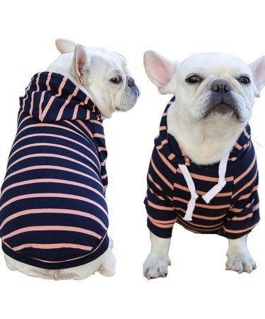 Zweitea Striped Hoodie for Small to Medium Dogs | Soft Short Sleeve Puppy Sweatshirt | Navy Blue Dog Clothes - Buy Online on GoSupps.com