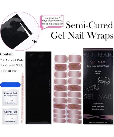 DMQ DMQ Semi Cured Gel Nails Strips - 22 Stickers Nail Wraps Soft Self-Adhesive Gel Nail Stickers Long Lasting Spring Flower Gradient Gel Nail Wraps - UV/LED Lamp Required Purple Gradient Flower - Buy Online on GoSupps.com