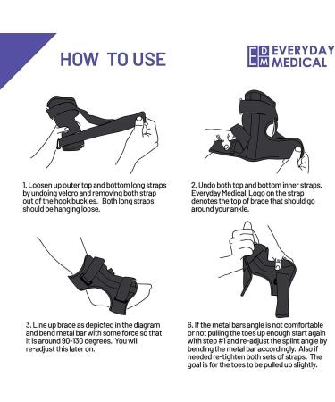 Everyday Medical Plantar Fasciitis Night Splint Brace for Pain Relief | Dorsal Foot Support for Achilles Tendonitis, Heel Pain, Plantar Fascia | Men & Women - Buy Online on GoSupps.com