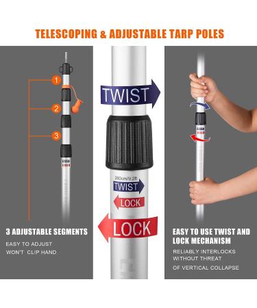 Adjustable Telescoping Tarp Poles Set | CAMULAND Aluminum Camping Gear Accessories | Lightweight, Adjustable Stakes for Hammock Rain Fly and Awning | 34.5 - 110.2 | Includes Carry Bag - Silver - Buy Online on GoSupps.com