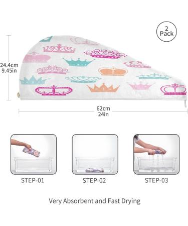 Princess Crown Dry Hair Cap - 2 Piece Quick Drying Towel Set with Button Headband | Super Absorbent & Soft for Effortless Hair Care - International Shipping Available - Buy Online on GoSupps.com