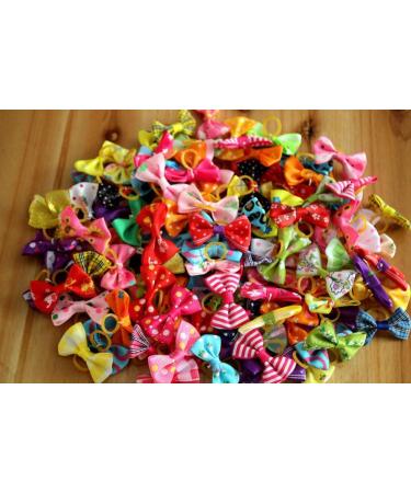 Masue Pets 50pcs Dog Hair Bows with Rhinestone Pearls - Cute Dog Topknot Bowknots - Buy Online on GoSupps.com