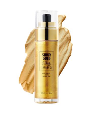 Shimmer Body Oil - Body Shimmer - Golden Brown Body Shimmer Oil for Body & Face - Body Oil for Women - Moisturizing & Non-sticky Body Oil - Body Skin Care (Shiny Gold)
