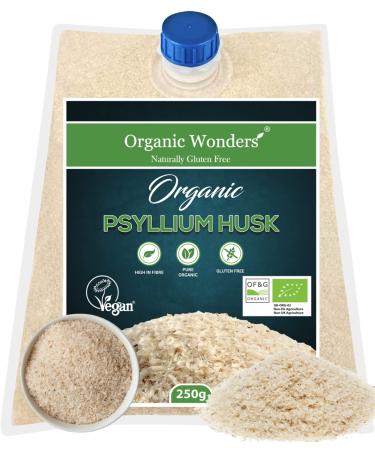 Organic Psyllium Husk Powder (250g) | Premium | 99% Purity | 50+ Servings | High Strength | High in Fibre | Gluten-Free | Perfect for Baking by Organic Wonders Organic Psyllium Husk 250 Servings (Pack of 1)