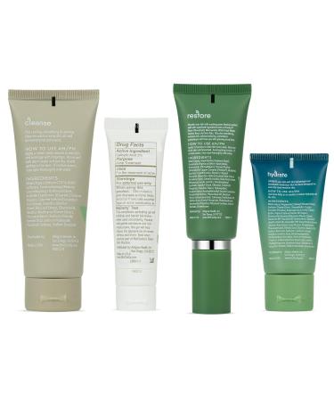 BioClarity 4-Step Clear Skin Routine | Cleanse Treat Restore Hydrate | Oily & Acne-Prone Skin | Reduce Redness & Irritation | 100% Clean Vegan | Mini Size - Buy Online on GoSupps.com