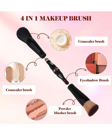 PATKAW 4 in 1 Makeup Brush Set Travel Double Ended Foundation Powder Makeup Brush Eyeshadow Face Concealer Brush for Blending Liquid Sunscreen Blush or Powder Cosmetics - Buy Online on GoSupps.com