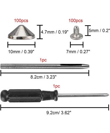 YORANYO 100 Sets 4.7MM Cone Spikes & Studs - Silver Bullet Spikes for Clothing, Shoes & Leather Craft - With Installation Tools - Buy Online on GoSupps.com
