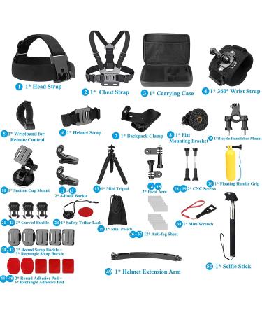 Action Camera Accessory Kit - 50-in-1 for GoPro, Insta360, SJCAM, AKASO, Campark, REMALI | Compatible with Hero 10/9/8/7 Black, Max/Fusion, Osmo Action - Buy Online on GoSupps.com