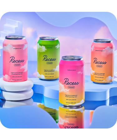 Recess Mood Magnesium & Adaptogen Drink Relaxation Beverage 12 Ounce (Variety Pack 12 Pack) New Sampler - Buy Online on GoSupps.com