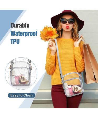 Coromay Clear Crossbody Bag - Stadium Approved TPU Clear Purse (Silver) - Buy Online on GoSupps.com