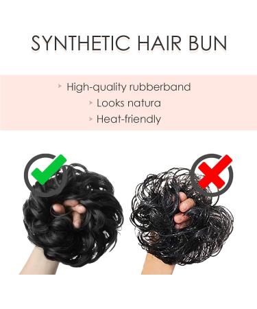 Light Pink Messy Hair Bun Scrunchie Extension - Curly Wavy Chignon Updo Hairpiece for Women - Buy Online on GoSupps.com