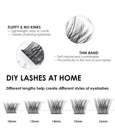 Lanciley 90 Cluster DIY Eyelash Extension Kit for Beginners - Fluffy Style, 10-16mm C CC D Curl - Easy to Use with Glue & Tweezers - Buy Online on GoSupps.com