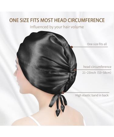 OLESILK 22 Momme Silk Sleep Bonnet for Curly Hair | 100% Mulberry Silk Cap for Women | Black - Buy Online on GoSupps.com