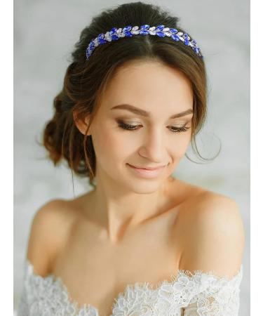 Campsis Blue Rhinestones Wedding Headpiece - Bridal Crystal Bride Headband for Baroque Prom Party - Buy Online on GoSupps.com