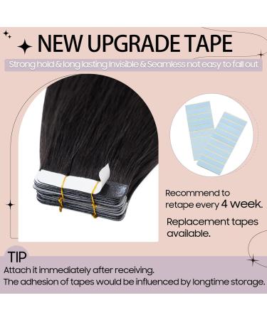 Buy 45cm Tape-In Extensions - Real Remy Hair Natural Black #1B 50g 20 Pieces - Premium Human Hair Extensions - Buy Online on GoSupps.com