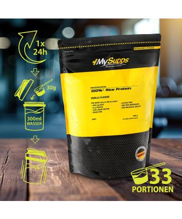 Buy My Supps 1kg Rice Protein Powder Vanilla - High-Dose Vegan Protein with 4200mg BCAA - Premium Quality Made in Germany - Buy Online on GoSupps.com