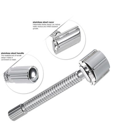 Buy Stainless Steel Double Edge Safety Razor Set | 20pcs Blades for Men | Premium Shaving Experience - Buy Online on GoSupps.com