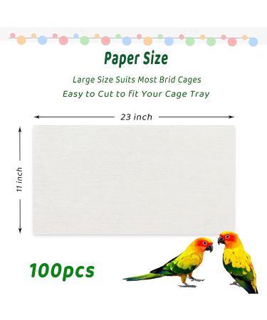 ZIQON 100 Pcs Big Size Bird Cage Liner Papers - Disposable & Absorbent Cushion Pad for Pet Bird Parrot - Buy Online on GoSupps.com