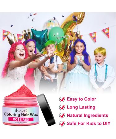 Rose Red Hair Wax Crazy Rose Red Hair Color Spray Temporary Wash-off Semi-permanent Hair Dye Wax One-time Hair Dye without Hurting Hair DIY Hair Styling Dye for Party Halloween &Christmas&Cosplay - Buy Online on GoSupps.com